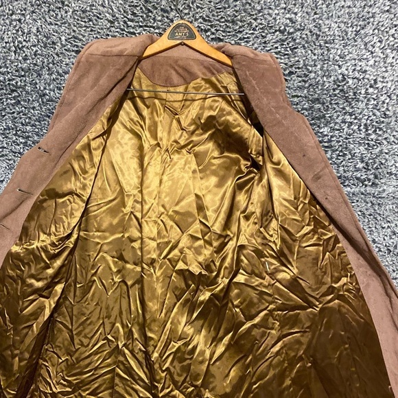 Women’s Tan Long soft Coat faux Suede Size 10 - Picture 5 of 10